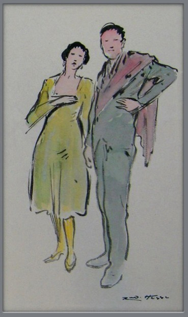 Rudolf Hesse (1871-1944): Federzeichnung, koloriert, 14 x 28 cm, 1918