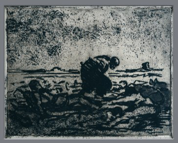 Rudolf Hesse (1871-1944): Tod auf dem Schlachtfeld, ca. 1918, Radierung (Vernis-mous), 13 x 16,5 cm